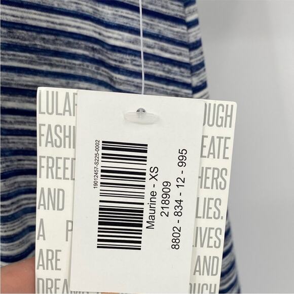 Lularoe Blue Gray and White Stripe Maurine Dress - Picture 5 of 5